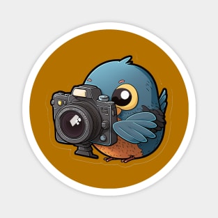 cute bird with a dslr camera Magnet